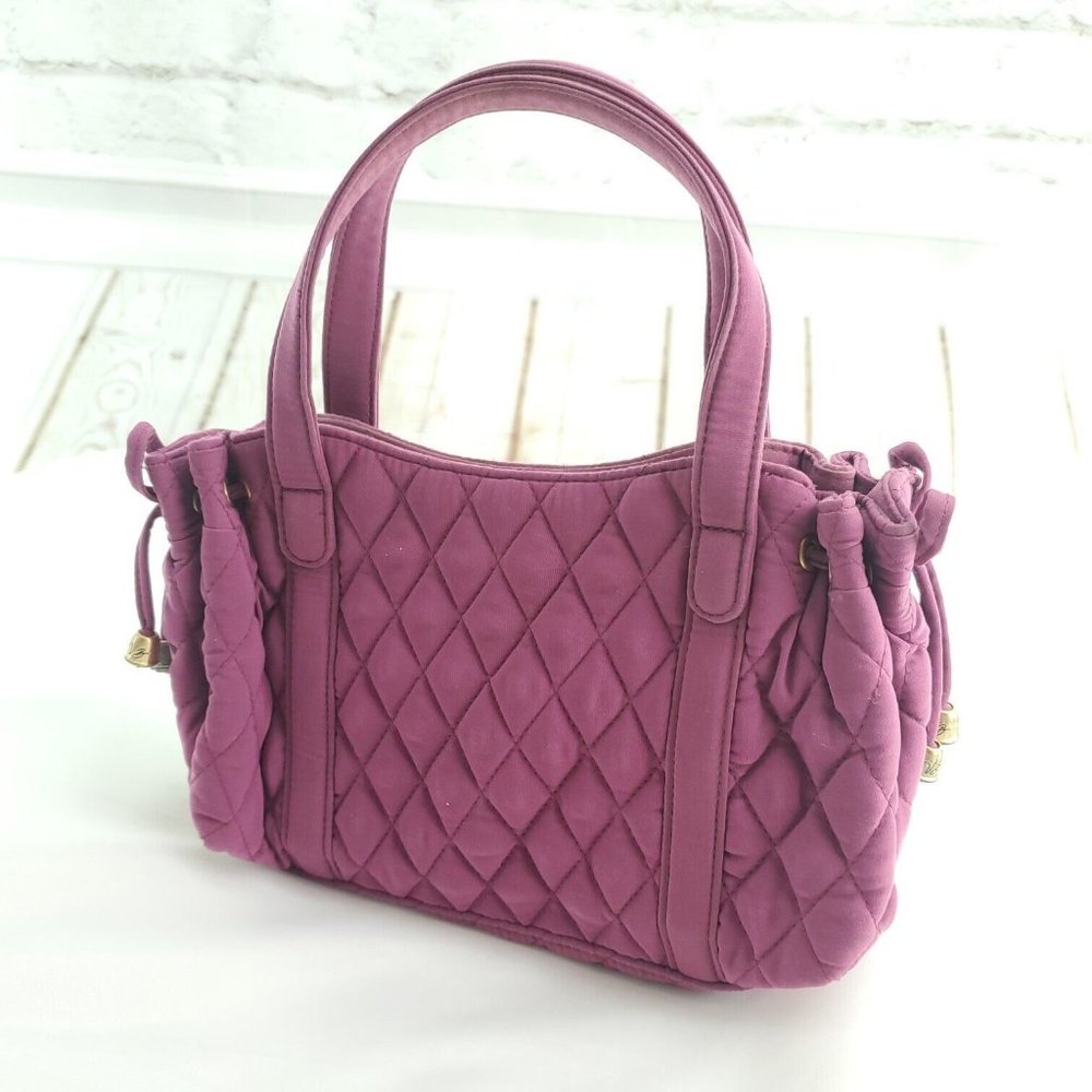 Vera Bradley Womens Violet Quilted Double Strap Magnetic Handbag Size Small